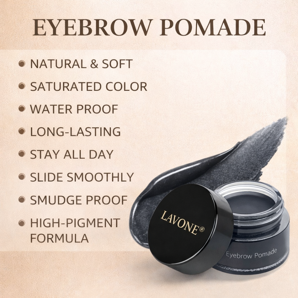 LAVONE Eyebrow Stamp Kit – Waterproof Brow Pencil & Pomade Set (Dark Brown)