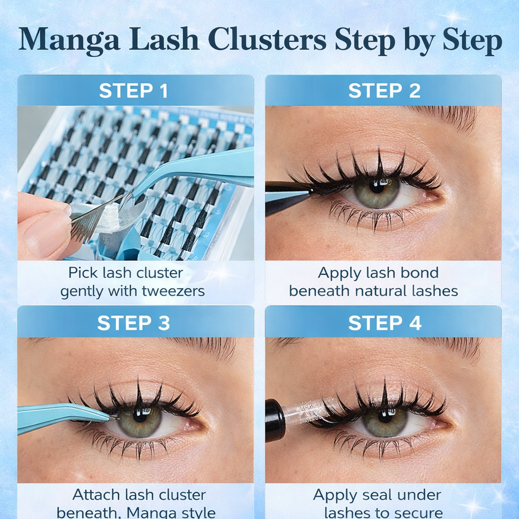 Manga Lash Clusters Kit – Invisible Band Spiky Eyelash Extension Set